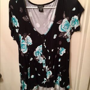 Torrid Blue and Black Soft Babydoll Tee